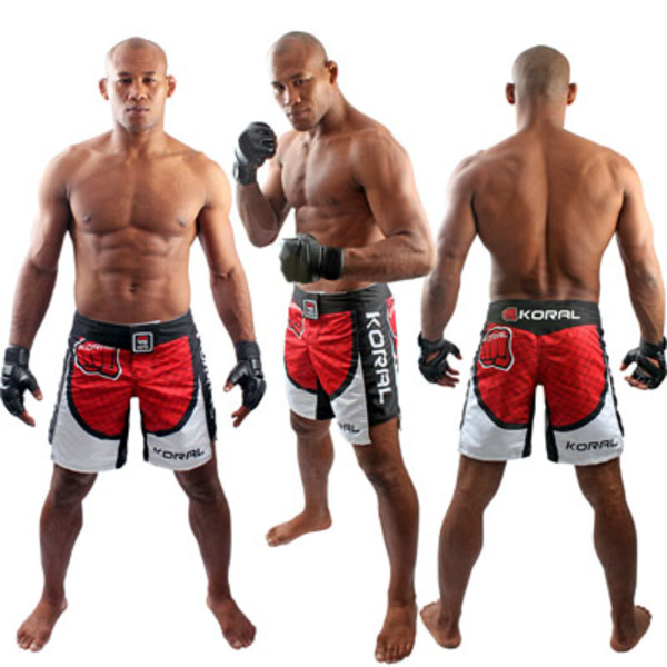 KORAL[MMA Cage Model Type1]ファイトショーツ 赤白 BRサイズ[KO-FS-CAGE-RDWH-TYPE1]