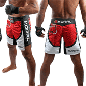 KORAL[MMA Cage Model Type1]ファイトショーツ 赤白 BRサイズ